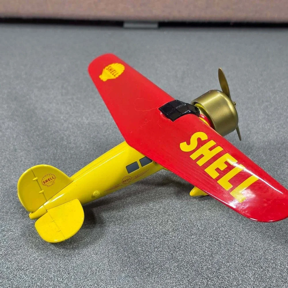 Shell Aviation Fuel Truck & Plane Diecast Set Yellow Red Excellent